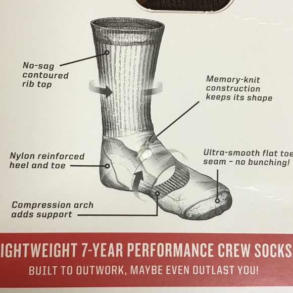 Duluth Men's 7-Year Lightweight Performance Crew Socks Gray Brown Black Medium - Picture 7 of 8